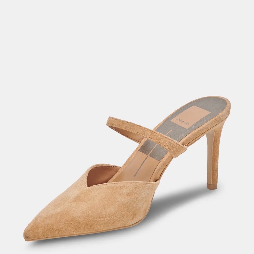 Dolce Vita Beige Suede Pointed Mule Heels